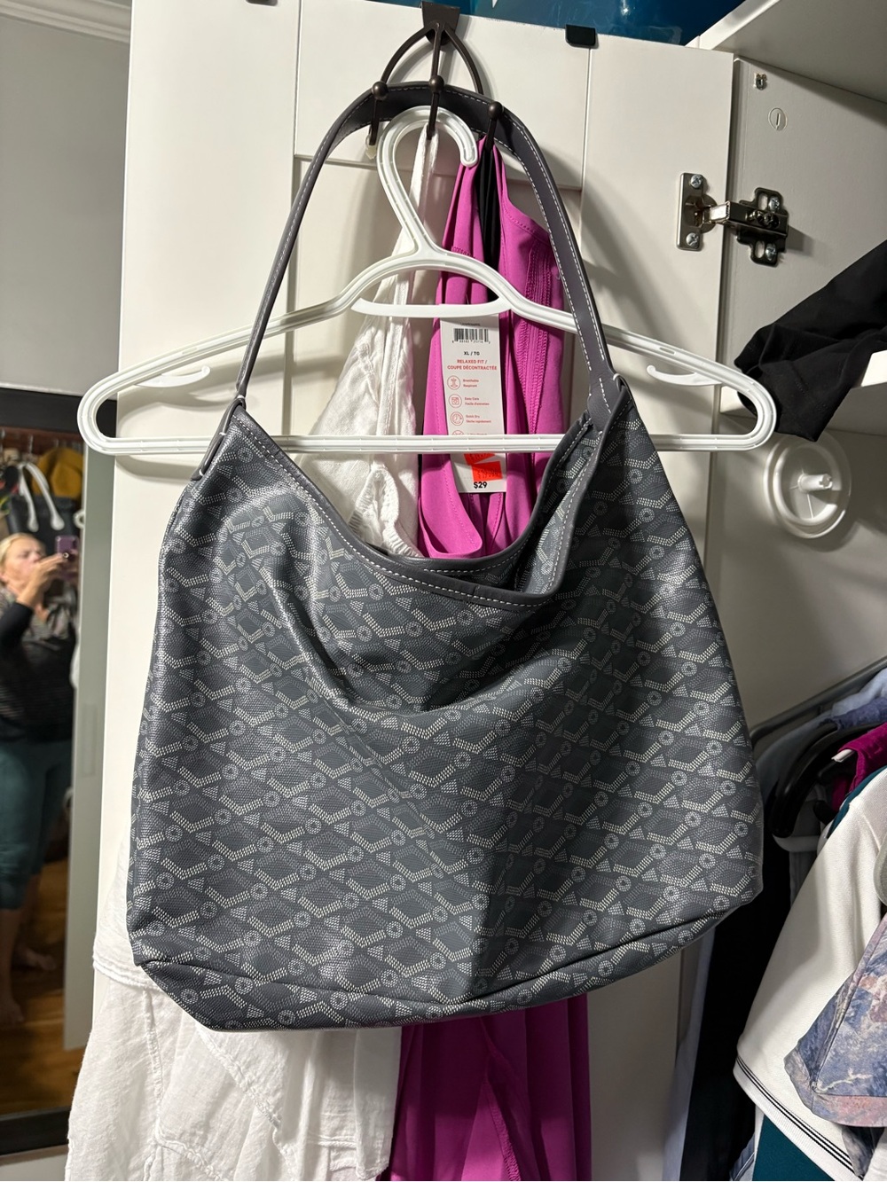 Gray Patterned Shoulder Bag - Unbranded